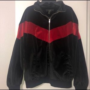 F21 black velvet jacket